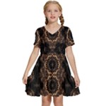 Bronze Age Mandala Kids  Short Sleeve Tiered Mini Dress