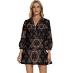 Bronze Age Mandala V-Neck Placket Mini Dress