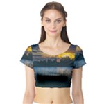 Peaceful Horizons of Uruguay  Short Sleeve Crop Top