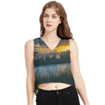 Peaceful Horizons of Uruguay  V-Neck Cropped Tank Top