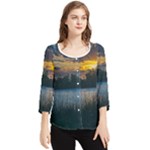 Peaceful Horizons of Uruguay  Chiffon Quarter Sleeve Blouse