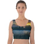 Peaceful Horizons of Uruguay  Velvet Crop Top