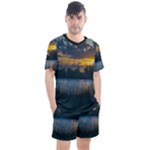 Peaceful Horizons of Uruguay  Men s Mesh T-Shirt and Shorts Set