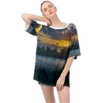 Peaceful Horizons of Uruguay  Oversized Chiffon Top