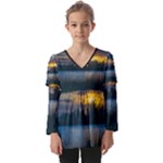 Peaceful Horizons of Uruguay  Kids  V Neck Casual Top