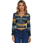 Peaceful Horizons of Uruguay  Long Sleeve V-Neck Top