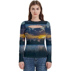 Peaceful Horizons of Uruguay  Women s Cut Out Long Sleeve T