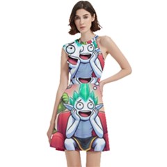 Cocktail Party Halter Sleeveless Dress With Pockets 