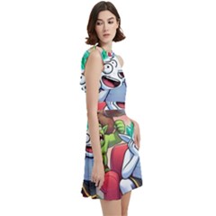 Cocktail Party Halter Sleeveless Dress With Pockets 