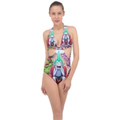 Halter Front Plunge Swimsuit 