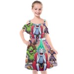 Huiok Kids  Cut Out Shoulders Chiffon Dress