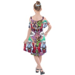 Kids  Cut Out Shoulders Chiffon Dress 