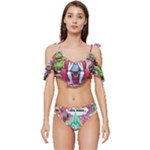 Huiok Ruffle Edge Tie Up Bikini Set	