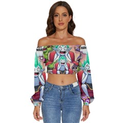 Long Sleeve Crinkled Weave Crop Top 