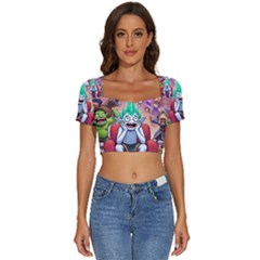 Short Sleeve Square Neckline Crop Top  