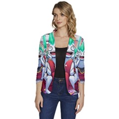 Women s One-Button 3/4 Sleeve Short Jacket 