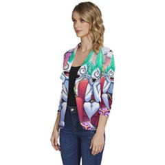 Women s One-Button 3/4 Sleeve Short Jacket 