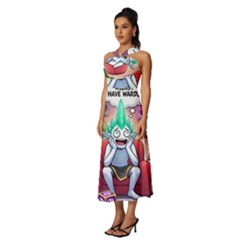 Sleeveless Cross Front Cocktail Midi Chiffon Dress 