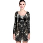 Robotics Robot Technology Future Long Sleeve Velvet Bodycon Dress