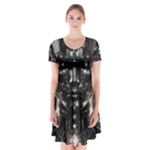 Robotics Robot Technology Future Short Sleeve V-neck Flare Dress