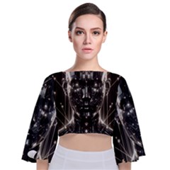 Tie Back Butterfly Sleeve Chiffon Top 