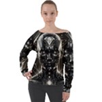 Robotics Robot Technology Future Off Shoulder Long Sleeve Velour Top