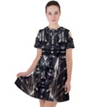 Robotics Robot Technology Future Short Sleeve Shoulder Cut Out Dress 