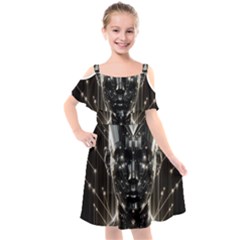 Kids  Cut Out Shoulders Chiffon Dress 