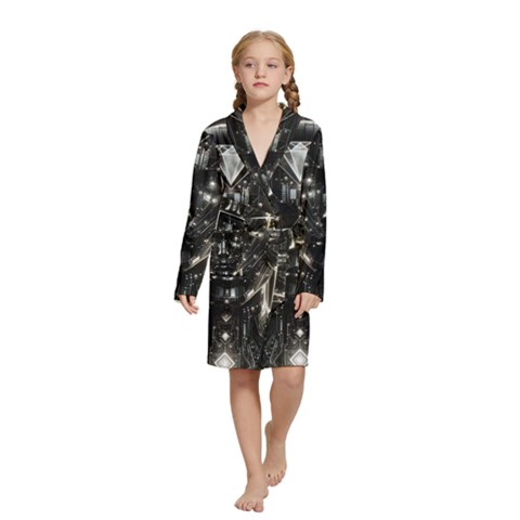 Robotics Robot Technology Future Kids  Long Sleeve Velvet Lounge Robe from ArtsNow.com