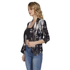 Women s 3/4 Sleeve Ruffle Edge Open Front Jacket 