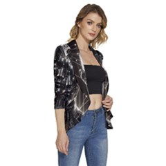 Women s 3/4 Sleeve Ruffle Edge Open Front Jacket 