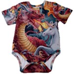 dragon & unicorn designed Baby Short Sleeve Bodysuit