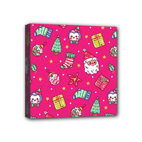 cute pink christmas pattern Mini Canvas 4  x 4  (Stretched) from ArtsNow.com