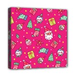 cute pink christmas pattern Mini Canvas 8  x 8  (Stretched)