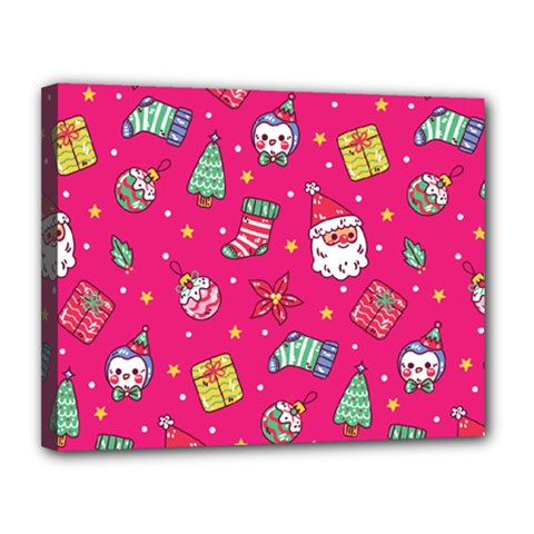 cute pink christmas pattern Canvas 14  x 11  (Stretched) from ArtsNow.com