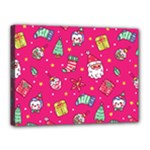 cute pink christmas pattern Canvas 16  x 12  (Stretched)