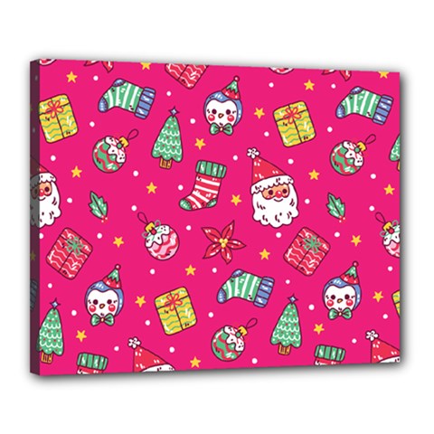 cute pink christmas pattern Canvas 20  x 16  (Stretched) from ArtsNow.com