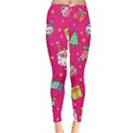 cute pink christmas pattern Everyday Leggings 