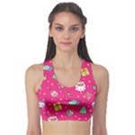 cute pink christmas pattern Fitness Sports Bra