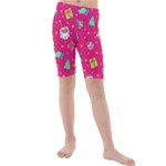 cute pink christmas pattern Kids  Mid Length Swim Shorts