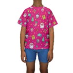 cute pink christmas pattern Kids  Short Sleeve Swimwear