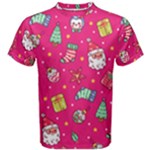 cute pink christmas pattern Men s Cotton T-Shirt