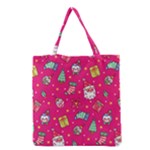 cute pink christmas pattern Grocery Tote Bag