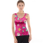 cute pink christmas pattern Women s Basic Tank Top