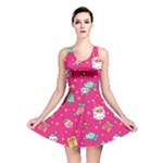 cute pink christmas pattern Reversible Skater Dress