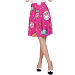 cute pink christmas pattern A-Line Skirt