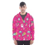 cute pink christmas pattern Men s Hooded Windbreaker