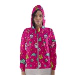 cute pink christmas pattern Women s Hooded Windbreaker