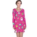 cute pink christmas pattern Long Sleeve Nightdress