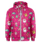 cute pink christmas pattern Men s Zipper Hoodie